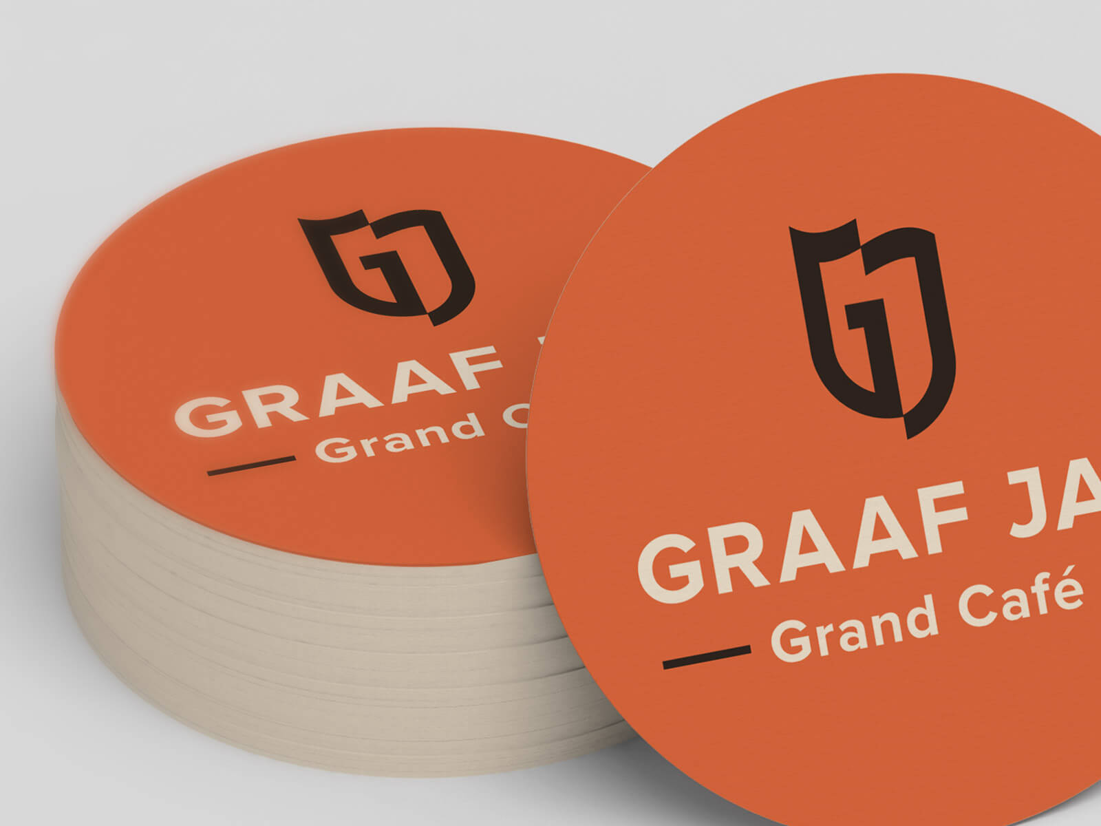 Het logo van Graaf Jan Grand Café op bierviltjes drukken