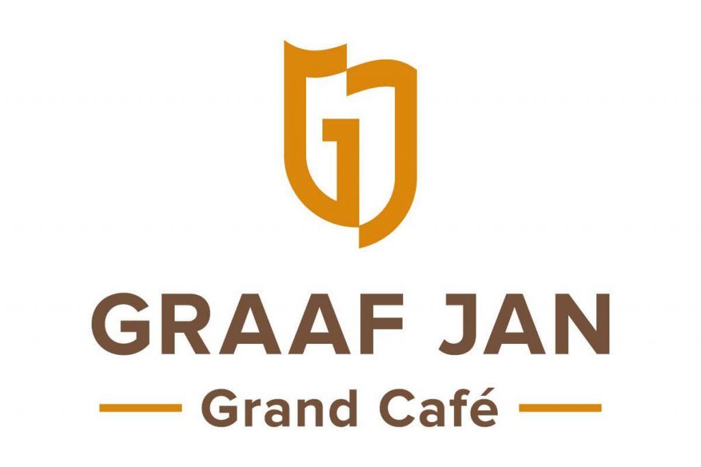 Logo ontwerp Grand-Café Graaf Jan Sassenheim in oranje en bruin
