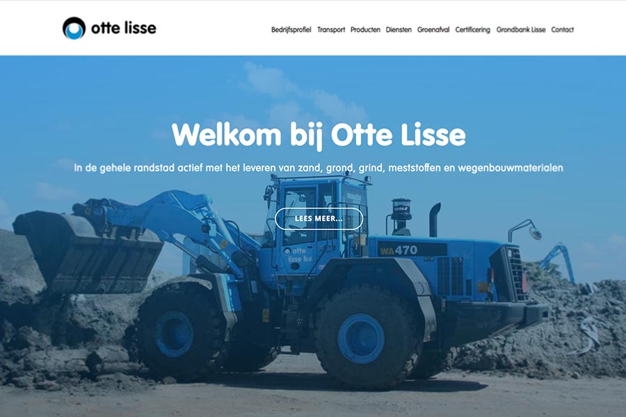 homepage van website otte lisse, ontwerp en realisatie